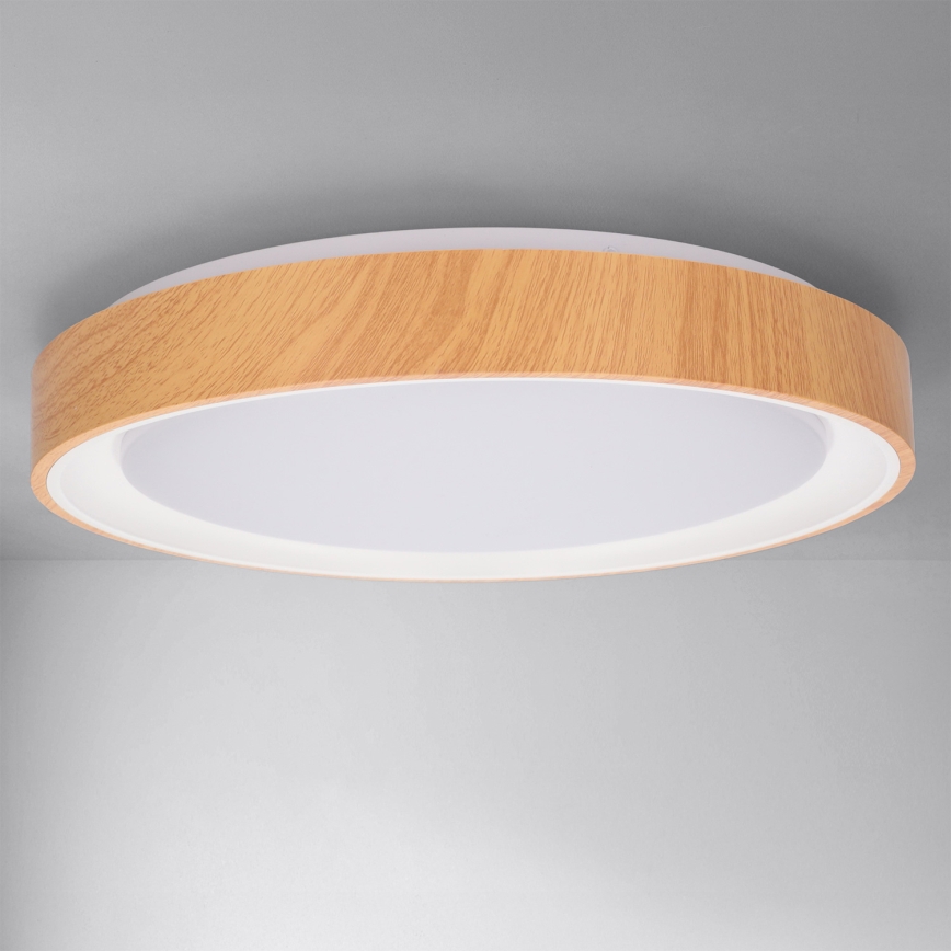 Brilagi - stmievateľné LED stropné svietidlo FLOCO LED/48W/230V, priemer 40 cm, drevený dekor/biela + diaľkové ovládanie