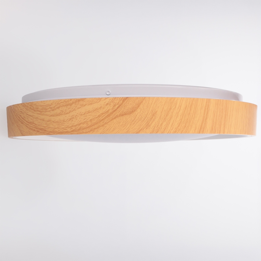 Brilagi - stmievateľné LED stropné svietidlo FLOCO LED/48W/230V, priemer 40 cm, drevený dekor/biela + diaľkové ovládanie