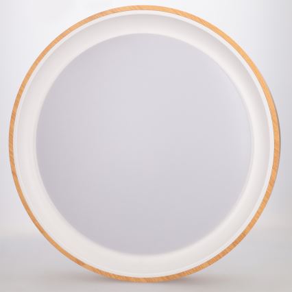 Brilagi - stmievateľné LED stropné svietidlo FLOCO LED/48W/230V, priemer 40 cm, drevený dekor/biela + diaľkové ovládanie