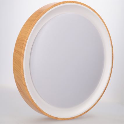 Brilagi - stmievateľné LED stropné svietidlo FLOCO LED/48W/230V, priemer 40 cm, drevený dekor/biela + diaľkové ovládanie
