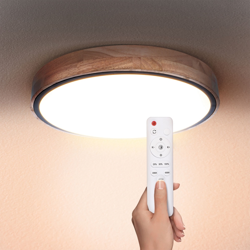 Brilagi - LED stmievateľné stropné svietidlo GLORIA LED/48W/230V 3000-6500K dub priemer 40 cm + diaľkové ovládanie