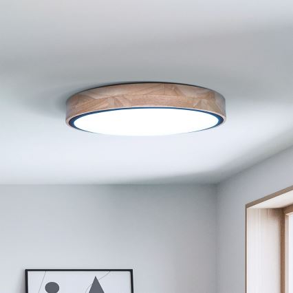 Brilagi - LED stmievateľné stropné svietidlo GLORIA LED/48W/230V 3000-6500K dub priemer 40 cm + diaľkové ovládanie