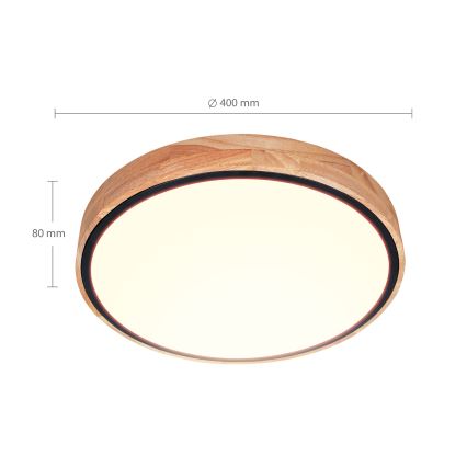 Brilagi - LED stmievateľné stropné svietidlo GLORIA LED/48W/230V 3000-6500K dub priemer 40 cm + diaľkové ovládanie