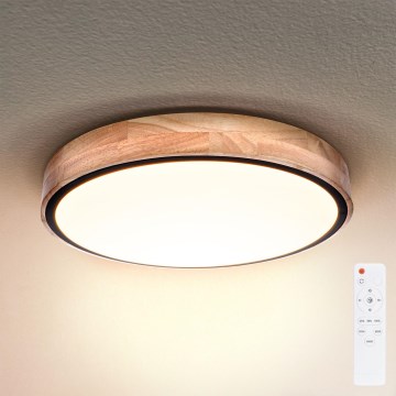 Brilagi - LED stmievateľné stropné svietidlo GLORIA LED/48W/230V 3000-6500K dub priemer 40 cm + diaľkové ovládanie