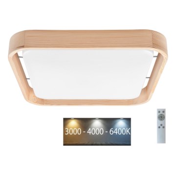 Brilagi - LED stmievateľné stropné svietidlo MANAROLA CUBIC LED/24W/230V 45x45 cm 3000-6500K borovica + diaľkové ovládanie