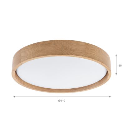 Brilagi - LED stmievateľné stropné svietidlo MANAROLA SMART, 24 W, 230 V, 3000–6000 K, Wi-Fi Tuya Beacon, priemer 41 cm, dub, s diaľkovým ovládaním