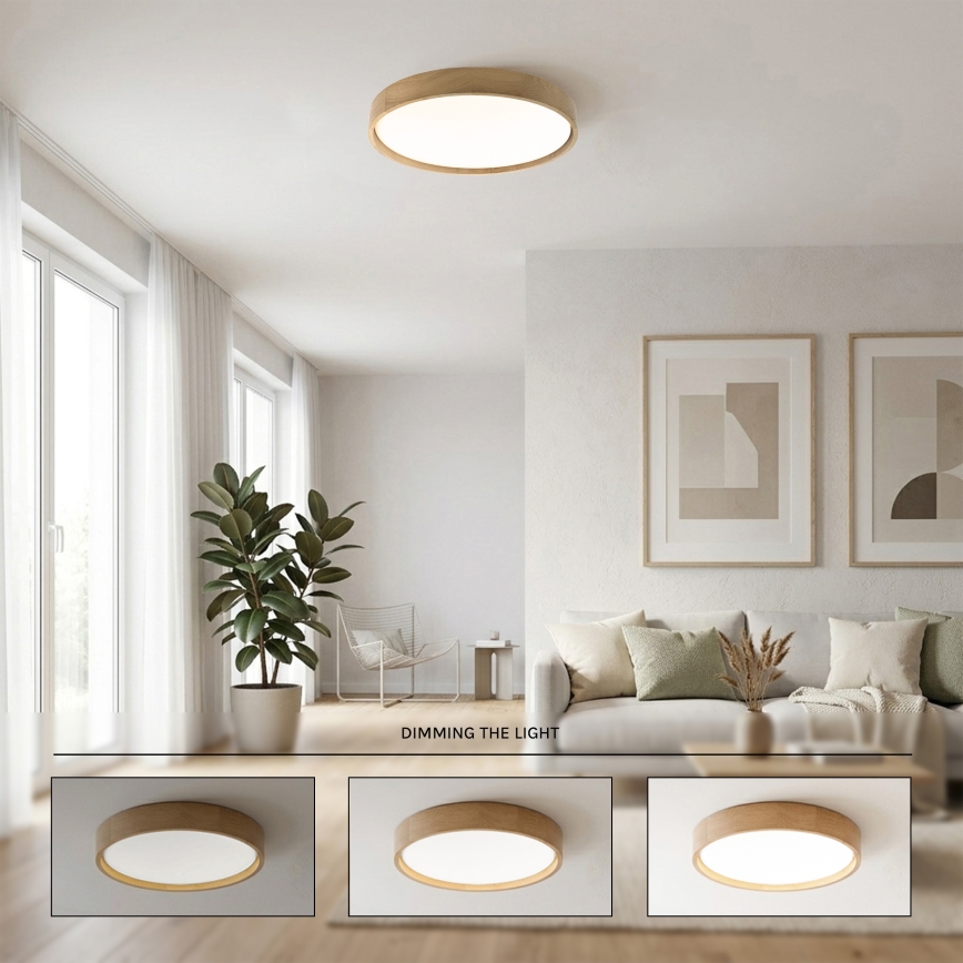 Brilagi - stmievateľné LED stropné svietidlo MANAROLA SMART LED/36W/230V 3000-6000K Wi-Fi Tuya Beacon pr. 51 cm dub + diaľkové ovládanie