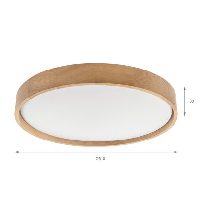 Brilagi - stmievateľné LED stropné svietidlo MANAROLA SMART LED/36W/230V 3000-6000K Wi-Fi Tuya Beacon pr. 51 cm dub + diaľkové ovládanie