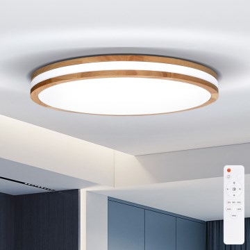 Brilagi - LED stmievateľné stropné svietidlo MOLINA LED/72W/230V 3000-6500K dub pr. 78 cm + diaľkové ovládanie