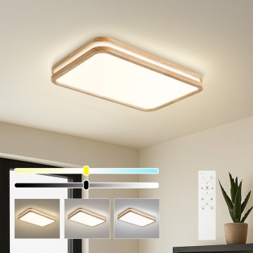 BRILAGI - LED stmievateľné stropné svietidlo MOLINA SQUARE LED/54W/230V 3000-6000K dub 60x40 cm + diaľkové ovládanie