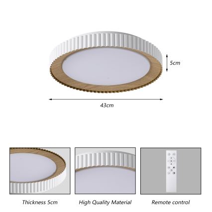 Brilagi - LED stmievateľné stropné svietidlo NEXO LED/48W/230V 3000-6000K biela, priemer 43 cm + diaľkové ovládanie