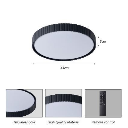 Brilagi - LED stmievateľné stropné svietidlo ORINO LED/54W/230V 3000-6000K čierne pr. 43 cm + diaľkové ovládanie