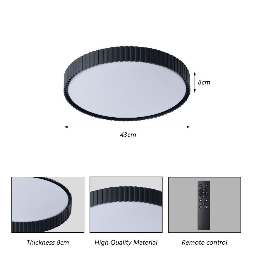Brilagi - LED stmievateľné stropné svietidlo ORINO LED/54W/230V 3000-6000K čierne pr. 43 cm + diaľkové ovládanie