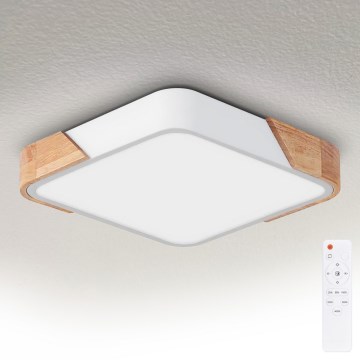 Brilagi - LED stmievateľné stropné svietidlo PILANA LED/48W/230V 3000-6500K dub/biela 42x42 cm + diaľkové ovládanie