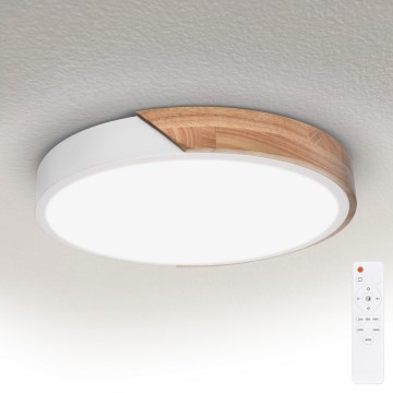 Brilagi - LED stmievateľné stropné svietidlo PILANA LED/48W/230V dub/biela priemer 40 cm + diaľkové ovládanie