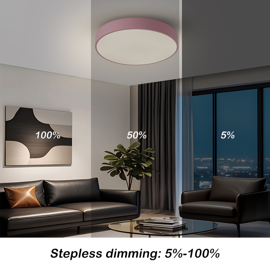 Brilagi - LED stmievané stropné svietidlo POOL LED/48W/230V 3000-6000K priemer 40 cm ružové + diaľkové ovládanie