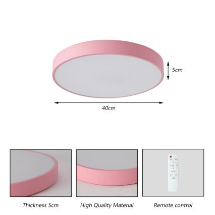 Brilagi - LED stmievané stropné svietidlo POOL LED/48W/230V 3000-6000K priemer 40 cm ružové + diaľkové ovládanie