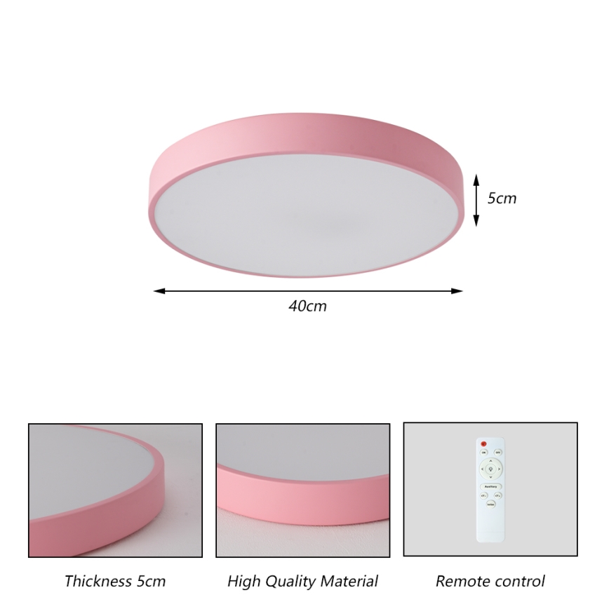 Brilagi - LED stmievané stropné svietidlo POOL LED/48W/230V 3000-6000K priemer 40 cm ružové + diaľkové ovládanie