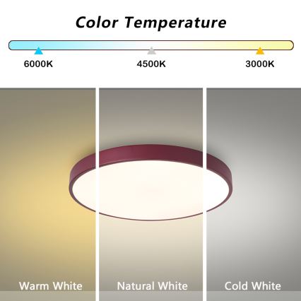 Brilagi - LED stmievateľné stropné svietidlo POOL LED/36W/230V 3000-6000K priemer 30 cm bordové + diaľkové ovládanie