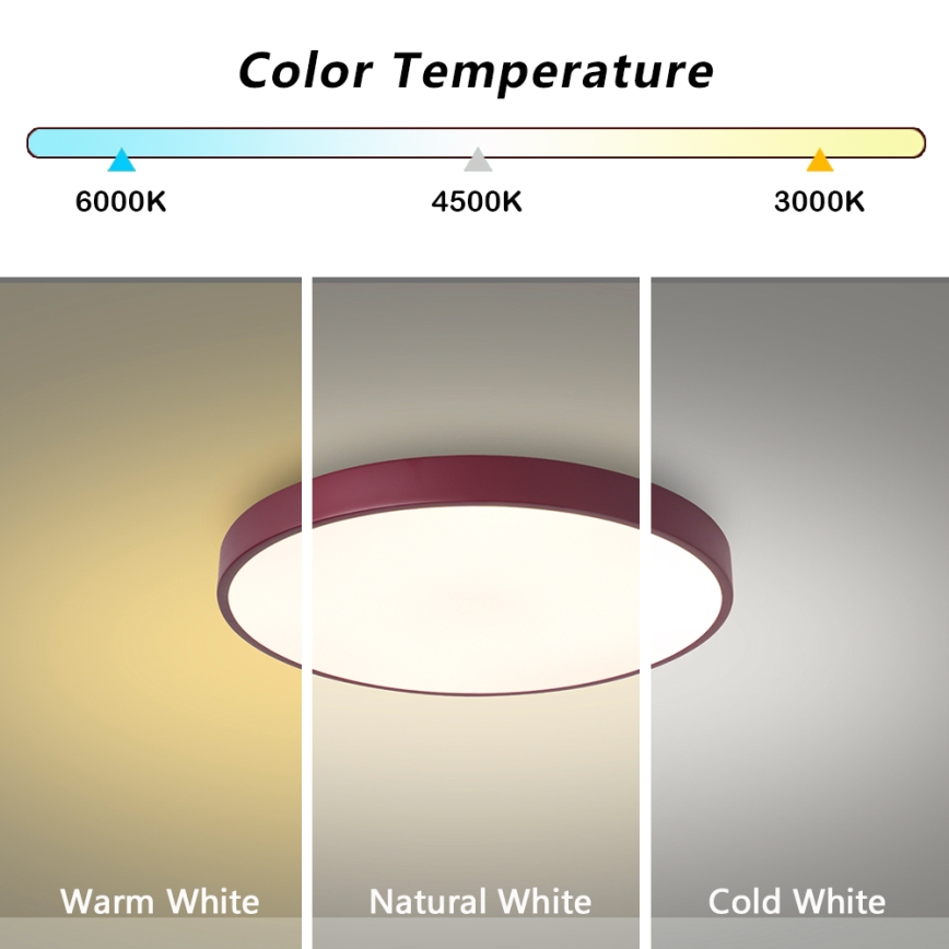 Brilagi - LED stmievateľné stropné svietidlo POOL LED/36W/230V 3000-6000K priemer 30 cm bordové + diaľkové ovládanie