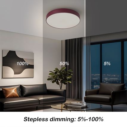Brilagi - LED stmievateľné stropné svietidlo POOL LED/36W/230V 3000-6000K priemer 30 cm bordové + diaľkové ovládanie