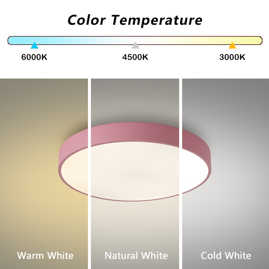 Brilagi - LED stlmiteľné stropné svietidlo POOL LED/36W/230V 3000-6000K pr. 30 cm ružové + diaľkové ovládanie