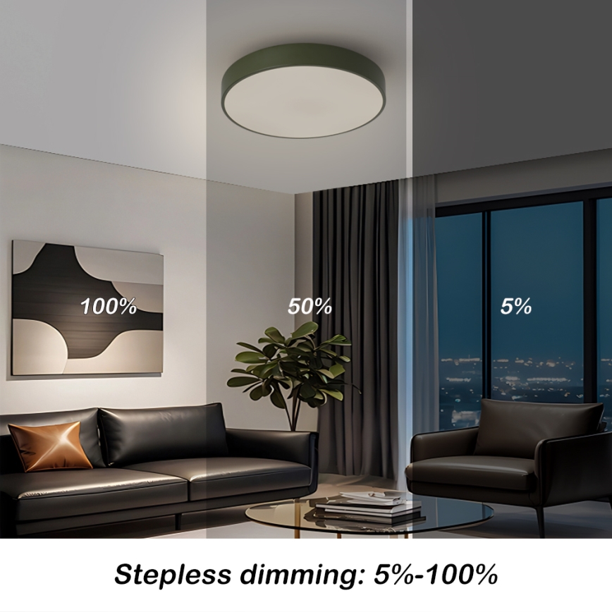 Brilagi - LED stmievateľné stropné svietidlo POOL LED/36W/230V 3000-6000K pr. 30 cm zelené + diaľkové ovládanie