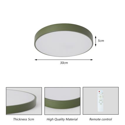 Brilagi - LED stmievateľné stropné svietidlo POOL LED/36W/230V 3000-6000K pr. 30 cm zelené + diaľkové ovládanie