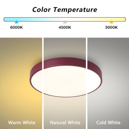 Brilagi - LED stmievateľné stropné svietidlo POOL LED/48W/230V 3000-6000K pr. 40 cm bordová + diaľkové ovládanie