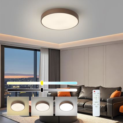 Brilagi - LED stlmiteľné stropné svietidlo POOL LED/48W/230V 3000-6000K pr. 40 cm hnedá + diaľkové ovládanie