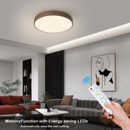 Brilagi - LED stlmiteľné stropné svietidlo POOL LED/48W/230V 3000-6000K pr. 40 cm hnedá + diaľkové ovládanie