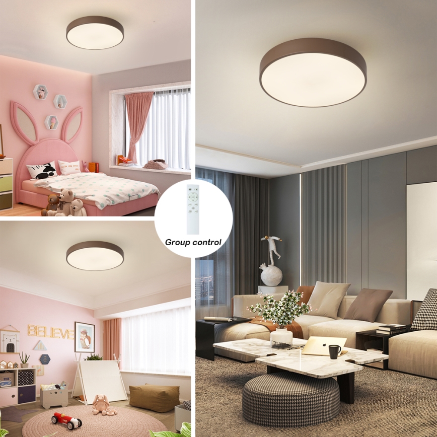 Brilagi - LED stlmiteľné stropné svietidlo POOL LED/48W/230V 3000-6000K pr. 40 cm hnedá + diaľkové ovládanie