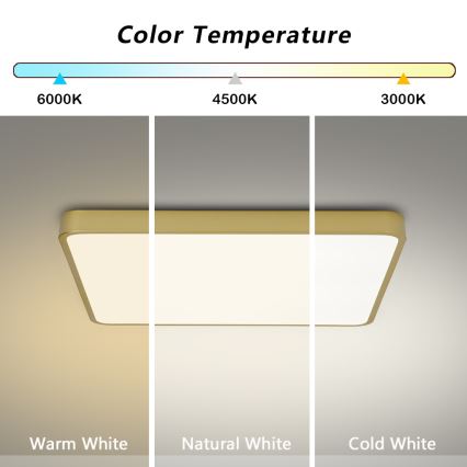 Brilagi - Stmievateľné LED stropné svietidlo POOL LED/48W/230V 3000-6000K 50x50 cm zlaté + diaľkové ovládanie