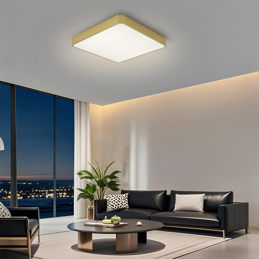 Brilagi - Stmievateľné LED stropné svietidlo POOL LED/48W/230V 3000-6000K 50x50 cm zlaté + diaľkové ovládanie