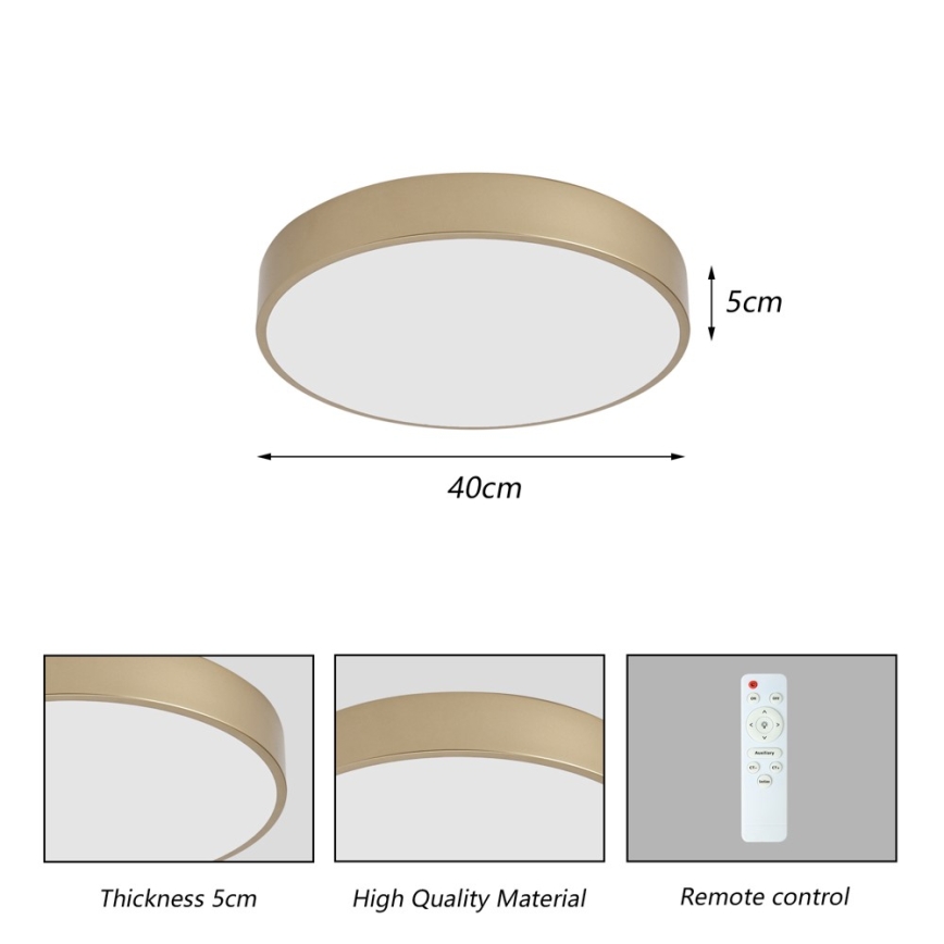 BRILAGI - LED stmievateľné stropné svietidlo POOL LED/48W/230V 3000-6000K pr. 40 cm zlaté + diaľkové ovládanie