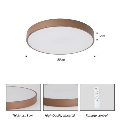 Brilagi - Stlmiteľné LED stropné svietidlo POOL LED/60W/230V 3000–6000K pr. 50 cm hnedé + diaľkové ovládanie