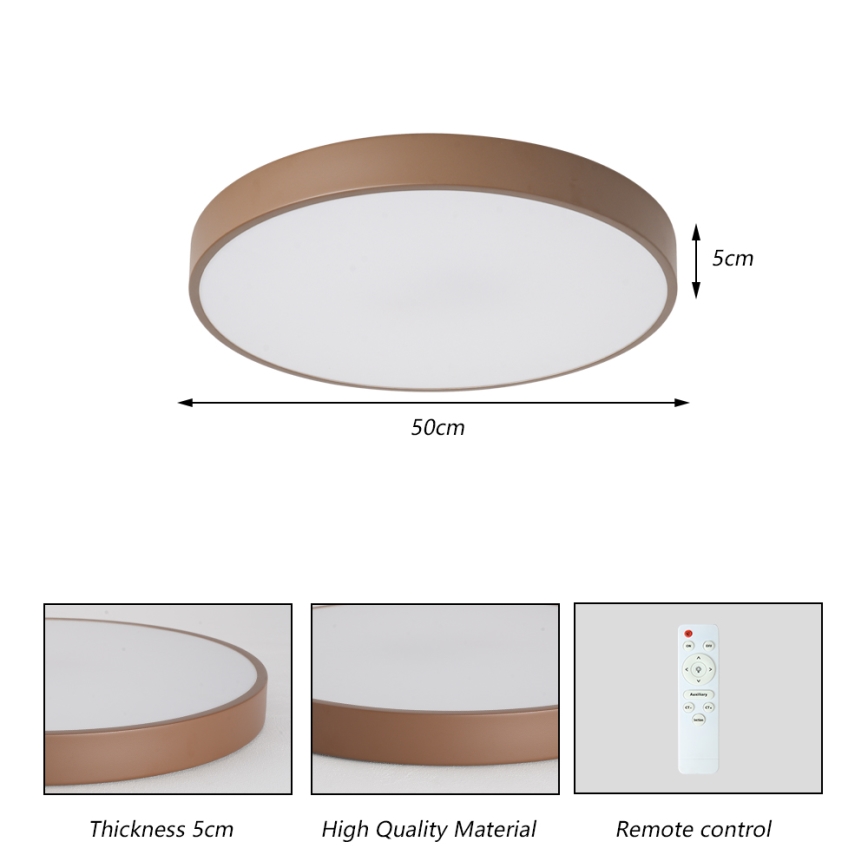 Brilagi - Stlmiteľné LED stropné svietidlo POOL LED/60W/230V 3000–6000K pr. 50 cm hnedé + diaľkové ovládanie