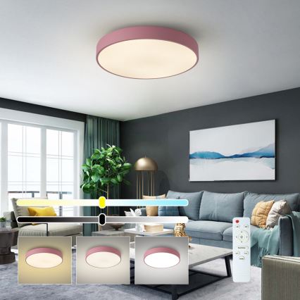 Brilagi - LED stmievateľné stropné svietidlo POOL LED/60W/230V 3000-6000K pr. 50 cm ružová + diaľkové ovládanie
