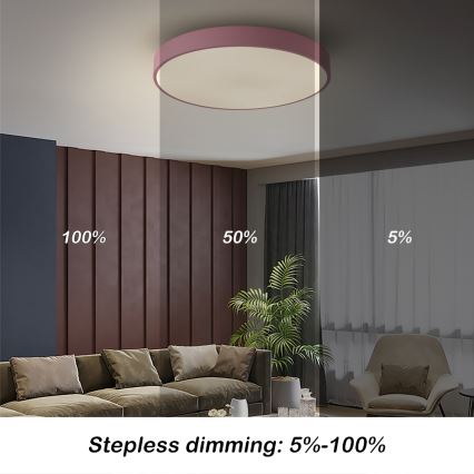 Brilagi - LED stmievateľné stropné svietidlo POOL LED/60W/230V 3000-6000K pr. 50 cm ružová + diaľkové ovládanie
