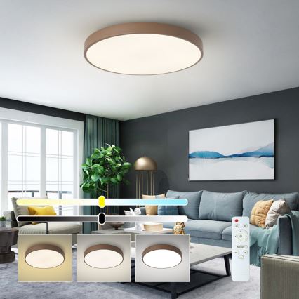 Brilagi - Stmievateľné LED stropné svietidlo POOL LED/60W/230V 3000-6000K pr. 60 cm hnedé + diaľkové ovládanie