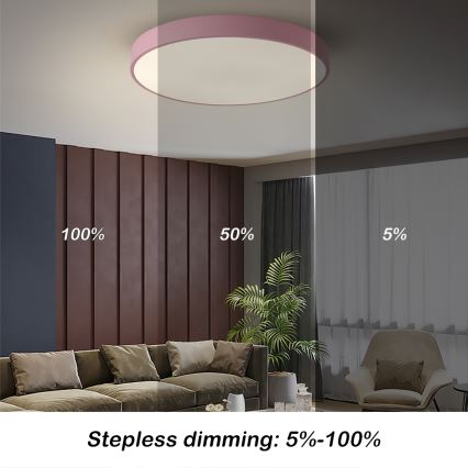 Brilagi - LED stmievateľné stropné svietidlo POOL LED/60W/230V 3000-6000K pr. 60 cm ružové + diaľkové ovládanie