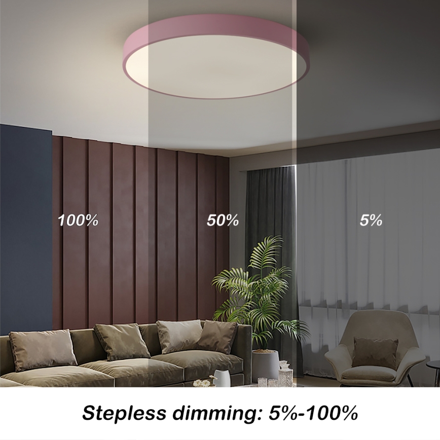 Brilagi - LED stmievateľné stropné svietidlo POOL LED/60W/230V 3000-6000K pr. 60 cm ružové + diaľkové ovládanie