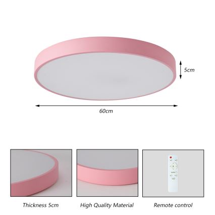 Brilagi - LED stmievateľné stropné svietidlo POOL LED/60W/230V 3000-6000K pr. 60 cm ružové + diaľkové ovládanie