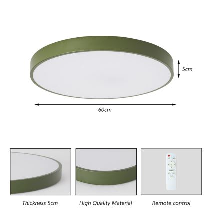 Brilagi - LED stmievateľné stropné svietidlo POOL LED/60W/230V 3000-6000K pr. 60 cm zelená + diaľkové ovládanie