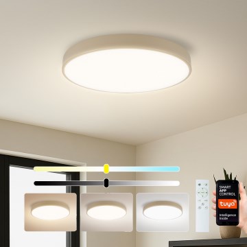 Brilagi - LED stmievateľné stropné svietidlo POOL SMART LED/60W/230V 3000-6000K priemer 50 cm Wi-Fi Tuya béžové + diaľkové ovládanie