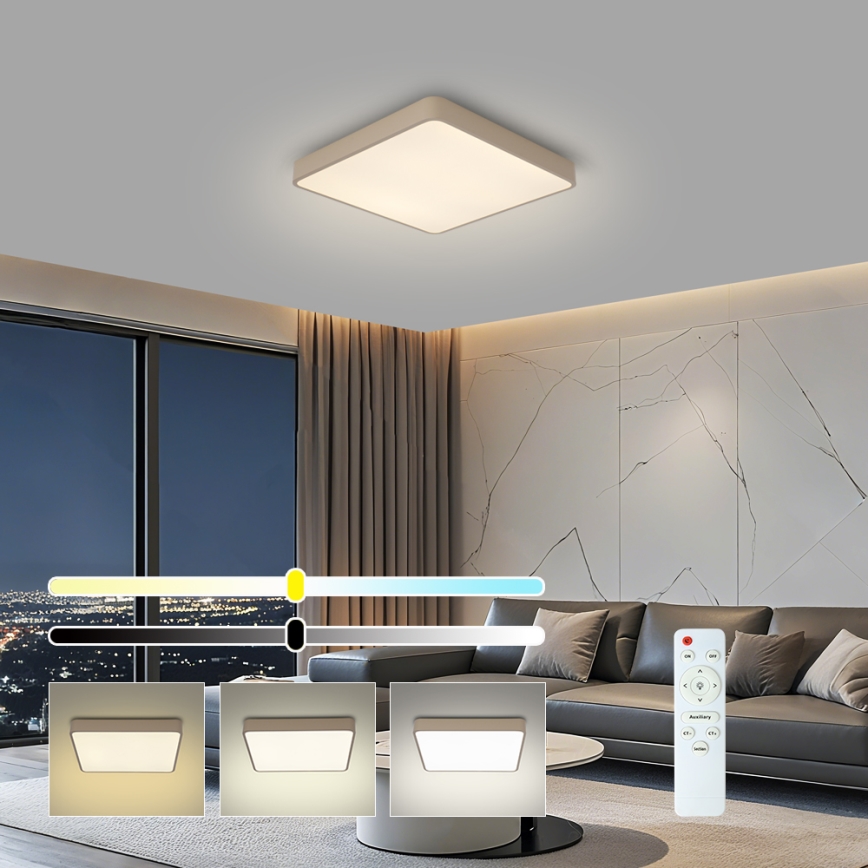 BRILAGI - LED stmievateľné stropné svietidlo POOL SQUARE LED/36W/230V 3000-6000K 40x40 cm béžové + diaľkové ovládanie