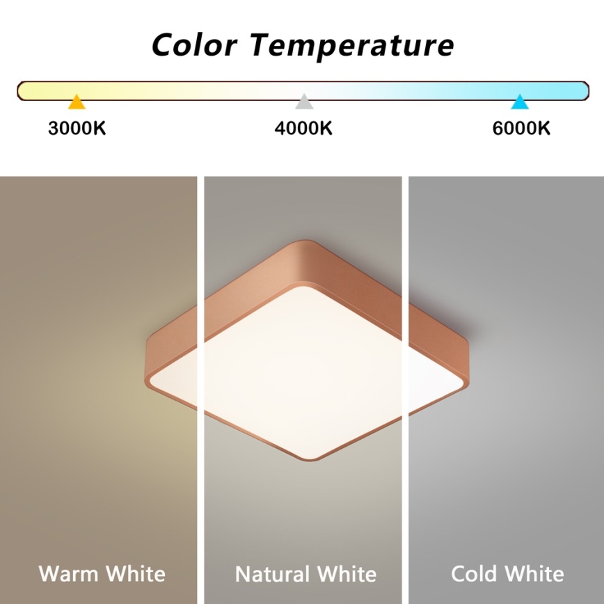 BRILAGI - stmievateľné LED stropné svietidlo POOL SQUARE LED/36W/230V 3000-6000K 40x40 cm medené + diaľkové ovládanie