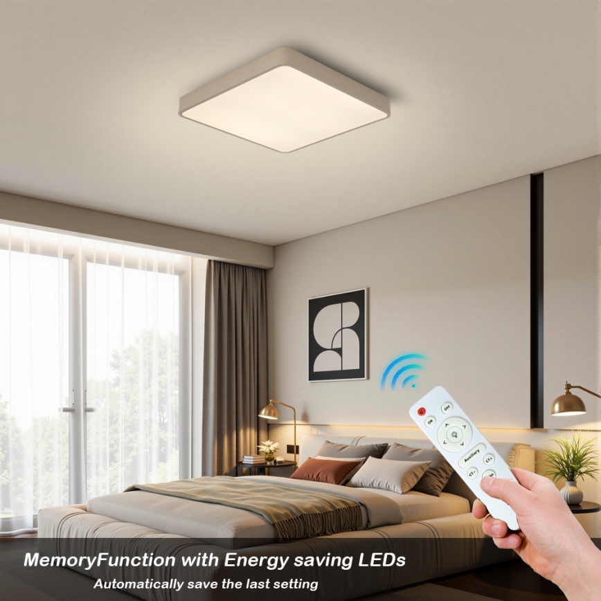 BRILAGI - LED stmievateľné stropné svietidlo POOL SQUARE LED/48W/230V 3000-6000K 50x50 cm béžové + diaľkové ovládanie