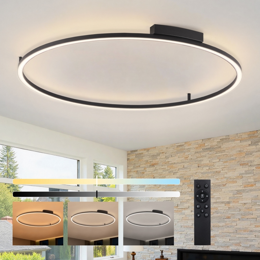 Brilagi - LED stmievateľné stropné svietidlo PORTOFINO LED/85W/230V 3000-6000K pr. 120 cm čierne + diaľkové ovládanie