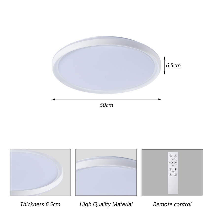 Brilagi - LED stmievateľné stropné svietidlo RIVO LED/72W/230V 3000-6000K biela pr. 50 cm + diaľkové ovládanie